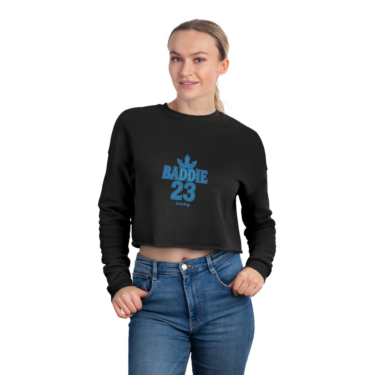 Trendy Women's Cropped Sweatshirt | BADDIE 23 & LOVERBOY Designs | Fashion Statement, Streetwear, Casual Comfort, Gift Idea