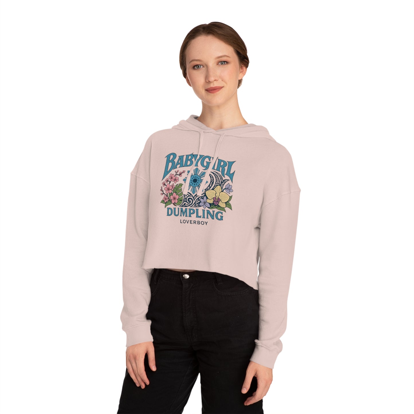Trendy Women’s Cropped Sweatshirt with Floral Design, Casual Pullover, Gift for Her, Streetwear, Summer Fashion, Graphic Hoodie