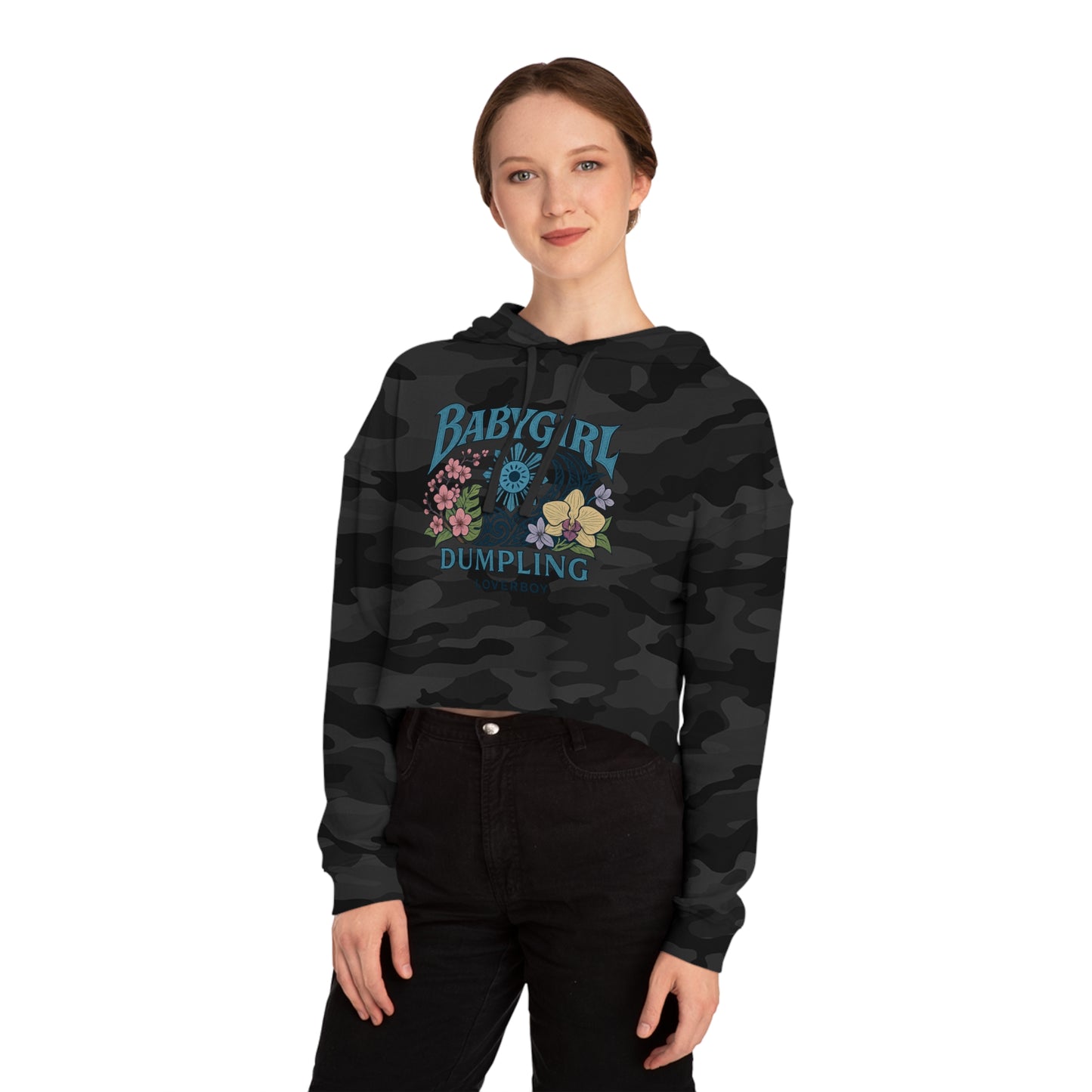 Trendy Women’s Cropped Sweatshirt with Floral Design, Casual Pullover, Gift for Her, Streetwear, Summer Fashion, Graphic Hoodie