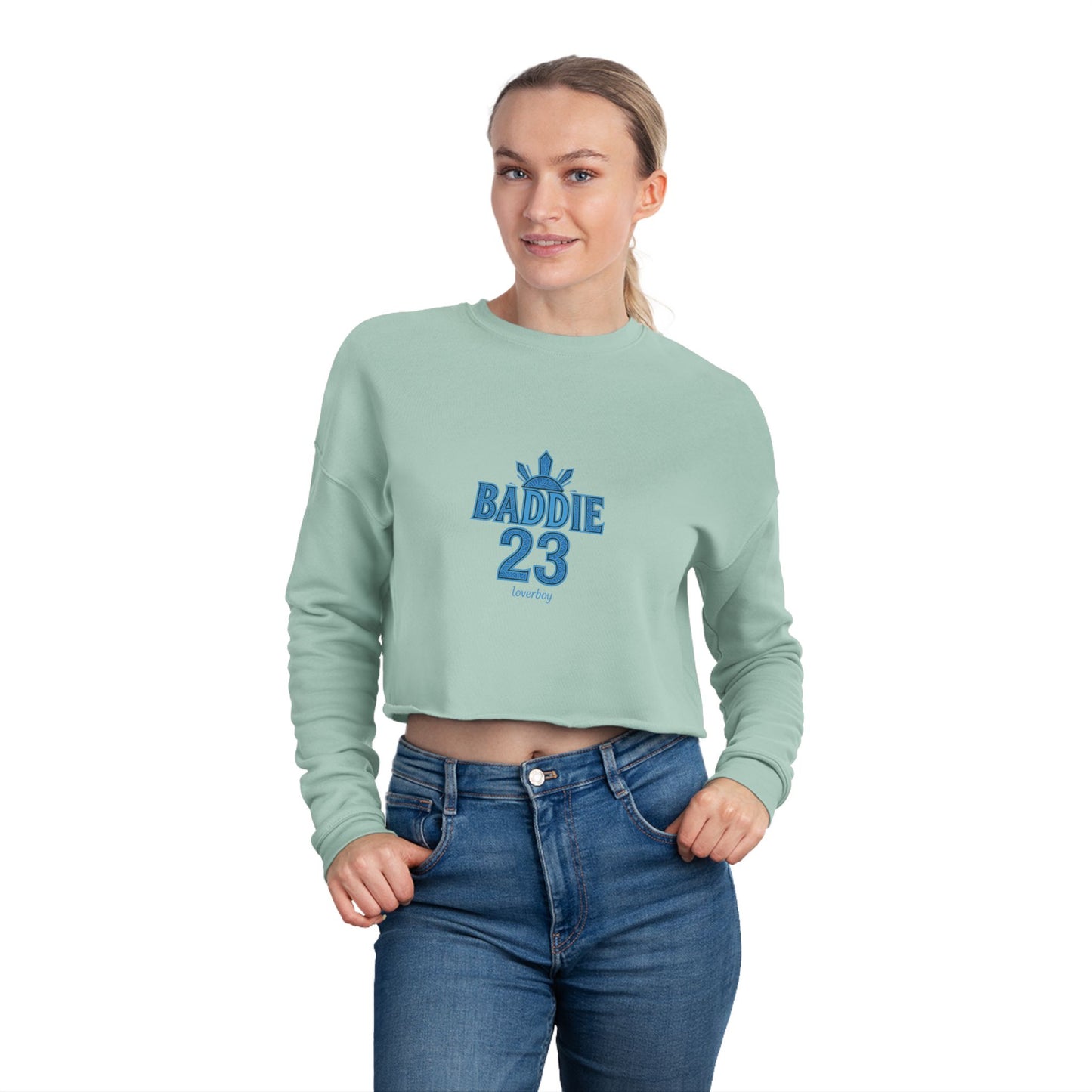 Trendy Women's Cropped Sweatshirt | BADDIE 23 & LOVERBOY Designs | Fashion Statement, Streetwear, Casual Comfort, Gift Idea