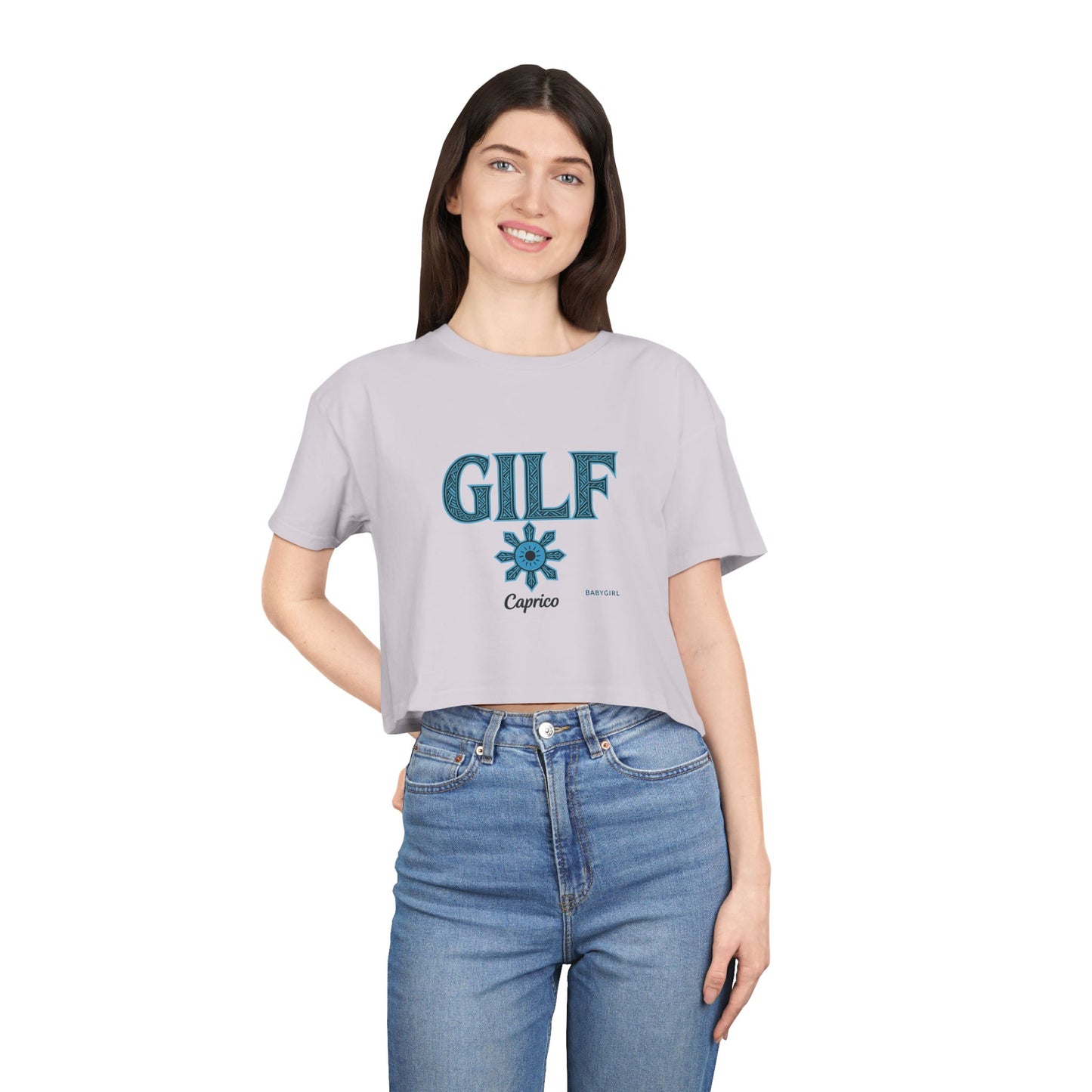 Trendy Women's Crop Tee - Fun GILF Graphic, Perfect for Casual Wear, Gifts, or Summer Outfits