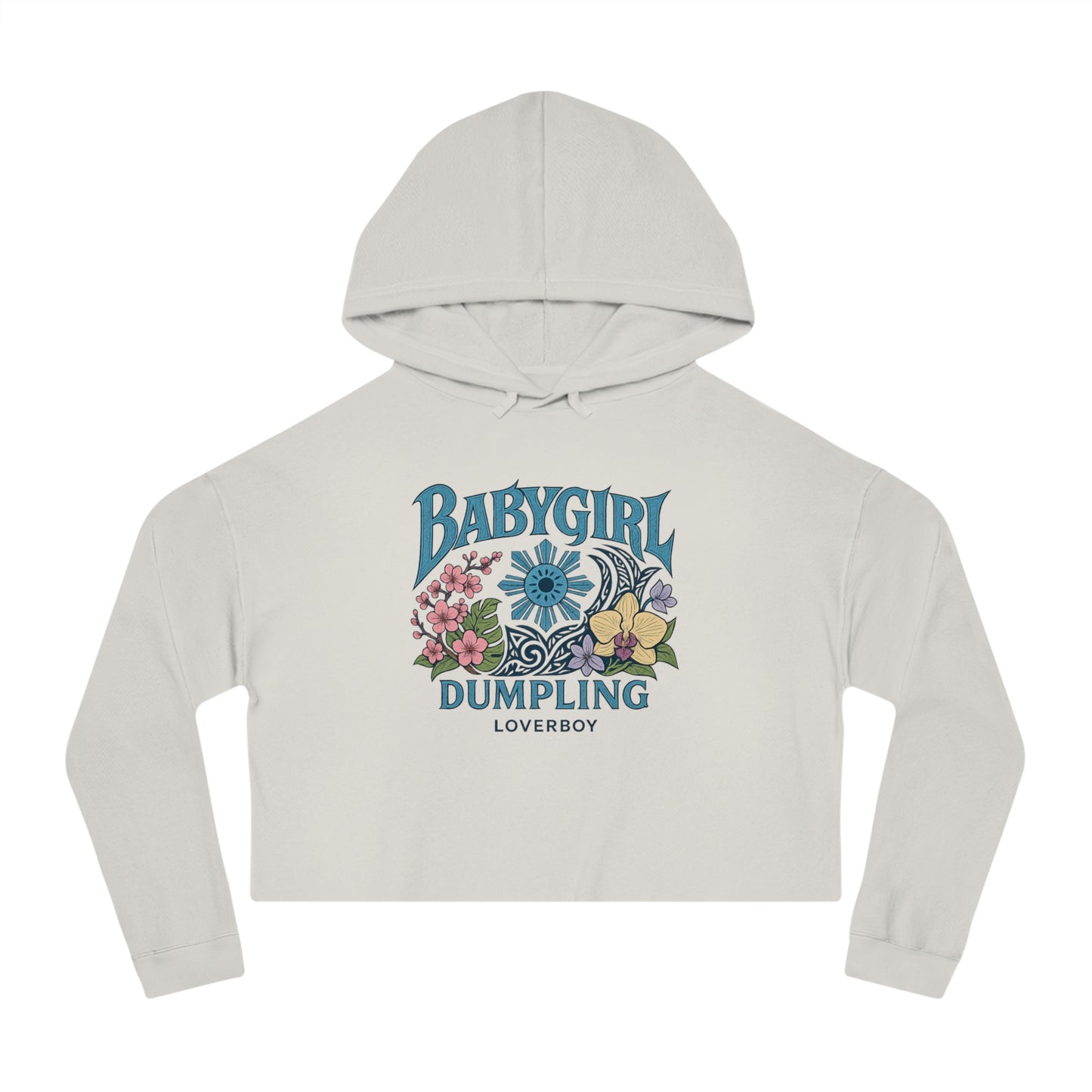 Trendy Women’s Cropped Sweatshirt with Floral Design, Casual Pullover, Gift for Her, Streetwear, Summer Fashion, Graphic Hoodie