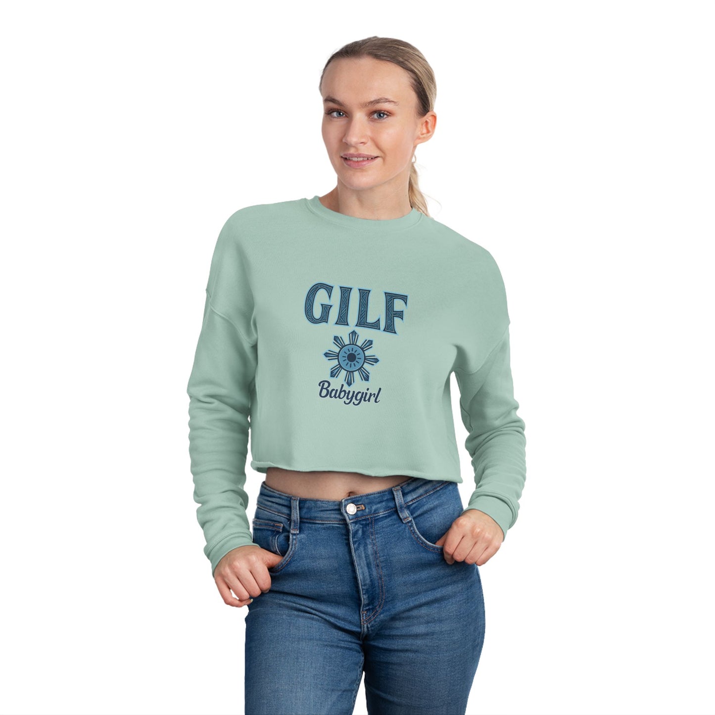 Chic Women's Cropped Sweatshirt - GILF Design, Trendy Pullover, Casual Fashion, Gift for Her, Cozy Lounge Wear