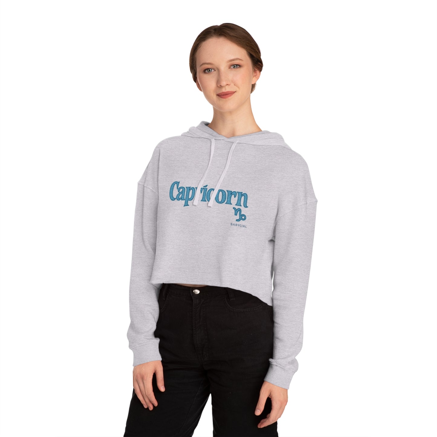 Capricorn Baby Girl Cropped Hoodie, Zodiac Sweatshirt for Women, Astrology Gift, Casual Fashion Top, Trendy Winter Wear