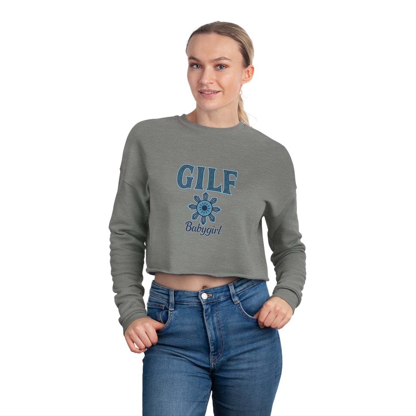 Chic Women's Cropped Sweatshirt - GILF Design, Trendy Pullover, Casual Fashion, Gift for Her, Cozy Lounge Wear