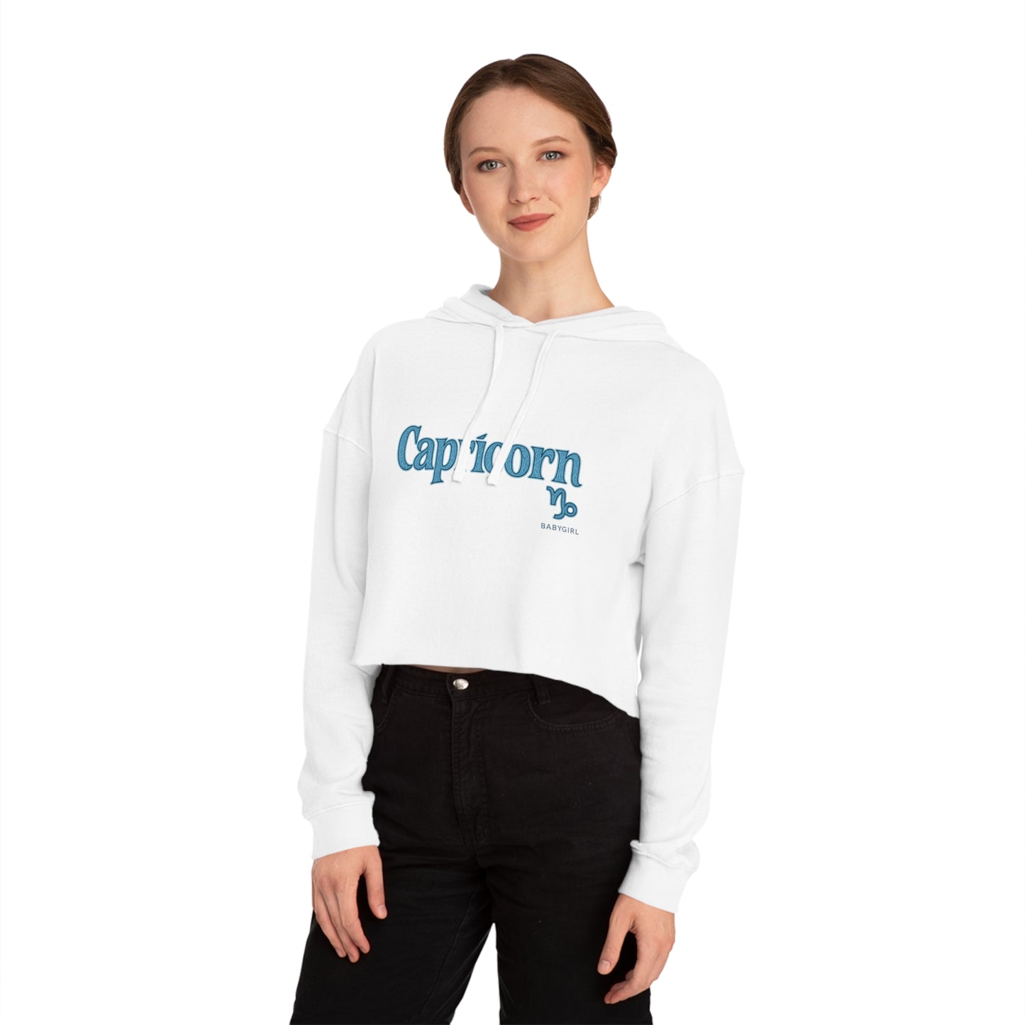 Capricorn Baby Girl Cropped Hoodie, Zodiac Sweatshirt for Women, Astrology Gift, Casual Fashion Top, Trendy Winter Wear
