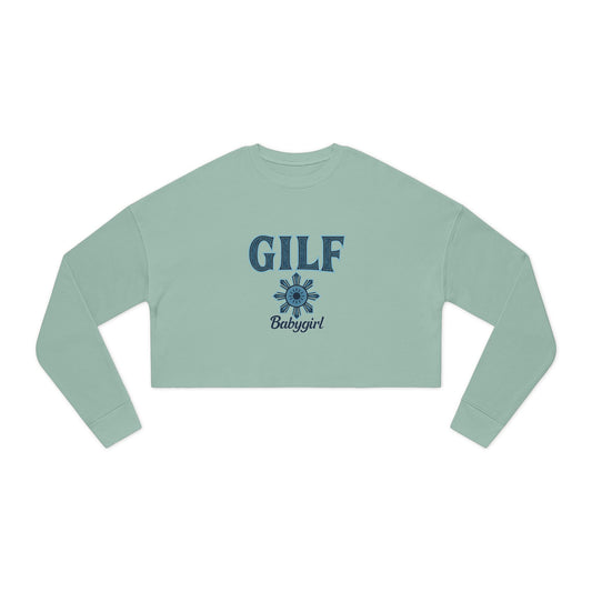 Chic Women's Cropped Sweatshirt - GILF Design, Trendy Pullover, Casual Fashion, Gift for Her, Cozy Lounge Wear