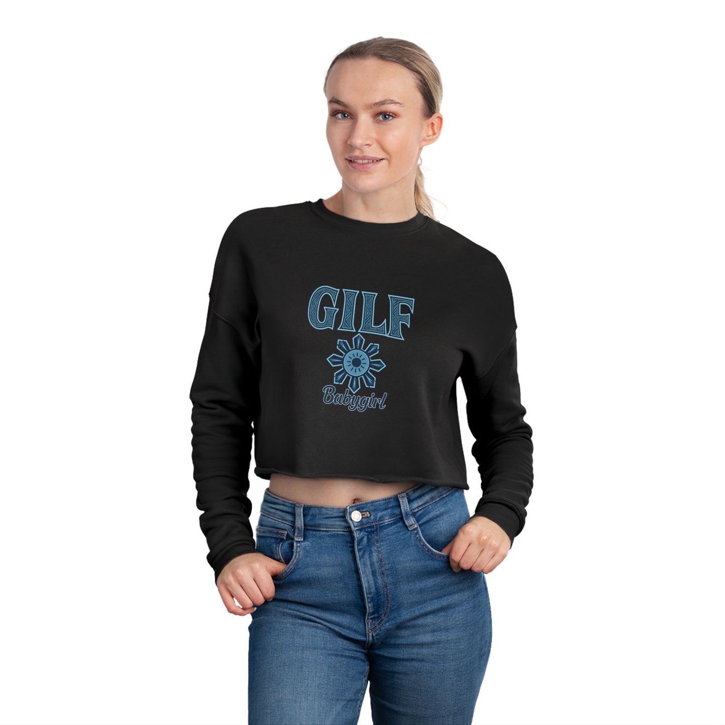 Chic Women's Cropped Sweatshirt - GILF Design, Trendy Pullover, Casual Fashion, Gift for Her, Cozy Lounge Wear
