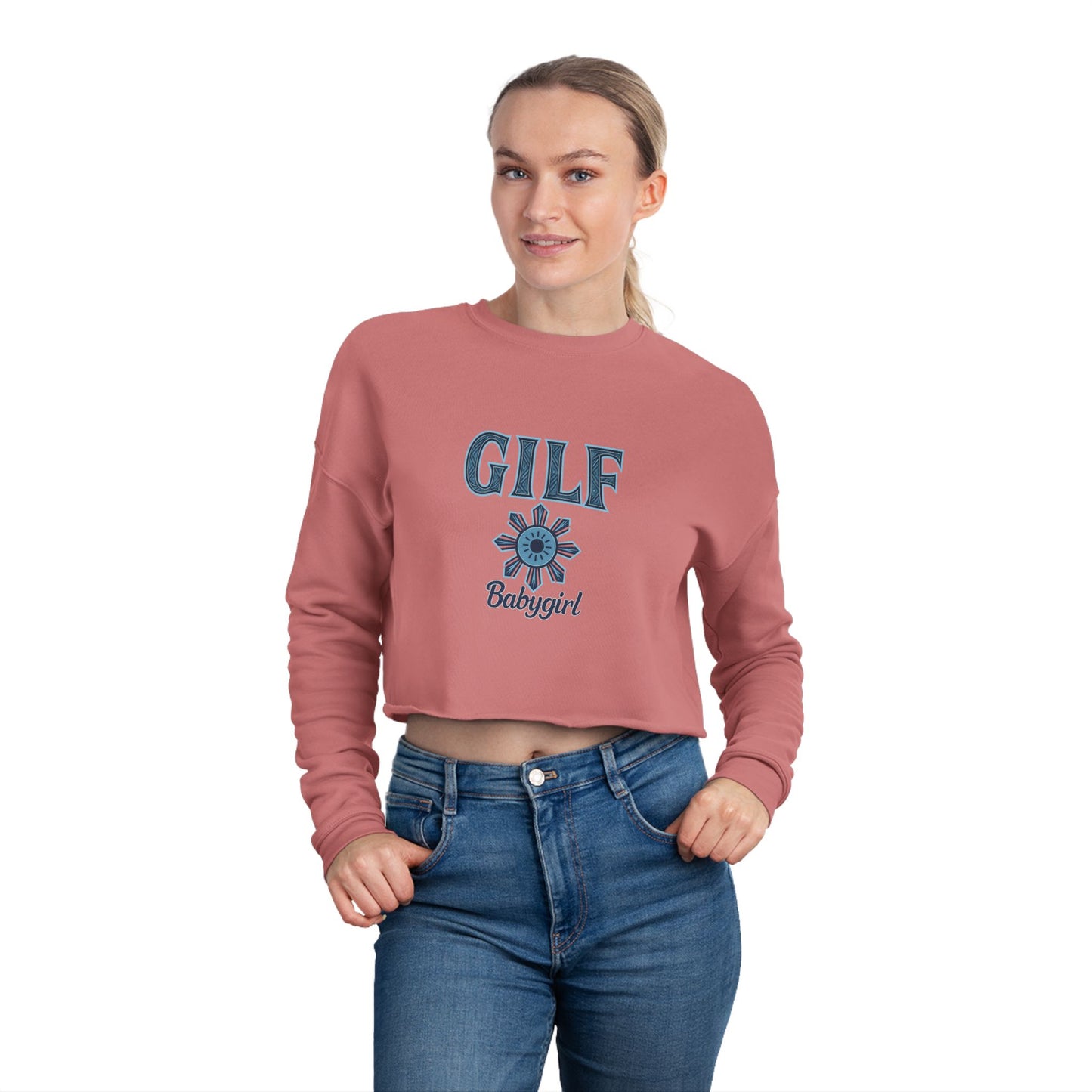 Chic Women's Cropped Sweatshirt - GILF Design, Trendy Pullover, Casual Fashion, Gift for Her, Cozy Lounge Wear